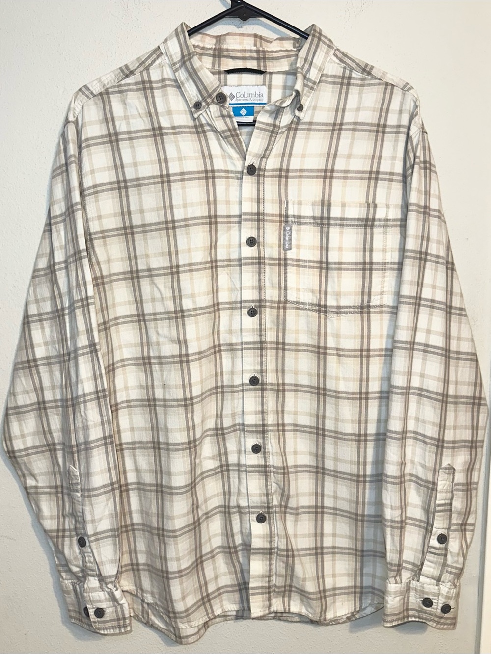 Columbia Tan Plaid Button Down Shirt
